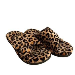 Vionic Relax Slides Slippers Women's Us Size 7 Natural Leopard Brown Comfy furry
